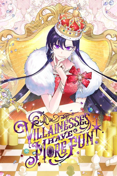 Portada de la obra Villainesses Have More Fun / The Villainess is Happy Today, 악녀라서 즐겁고 다행이야, 悪女なので楽しくて幸せです, 因为是恶女，所以很开心也很幸运, Las villanas se divierten más, Les méchantes s'amusent plus, Vilãs se divertem mais, Le cattive si divertono di più